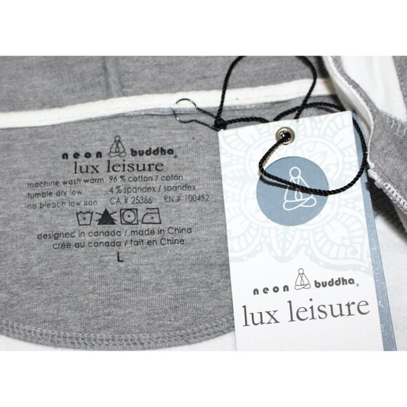 NEW Neon Buddha - "Delightful" Ful Zip Hoodie Jacket in Grey + White, Large - Picture 5 of 9